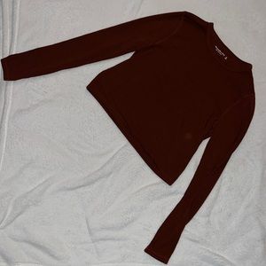 Brown long sleeve crop top, size medium